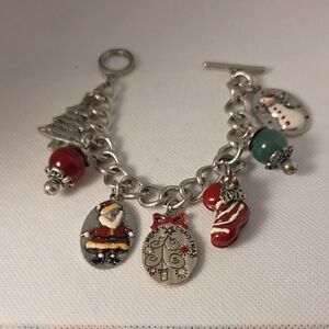 Festive Silvertone Charm Bracelet